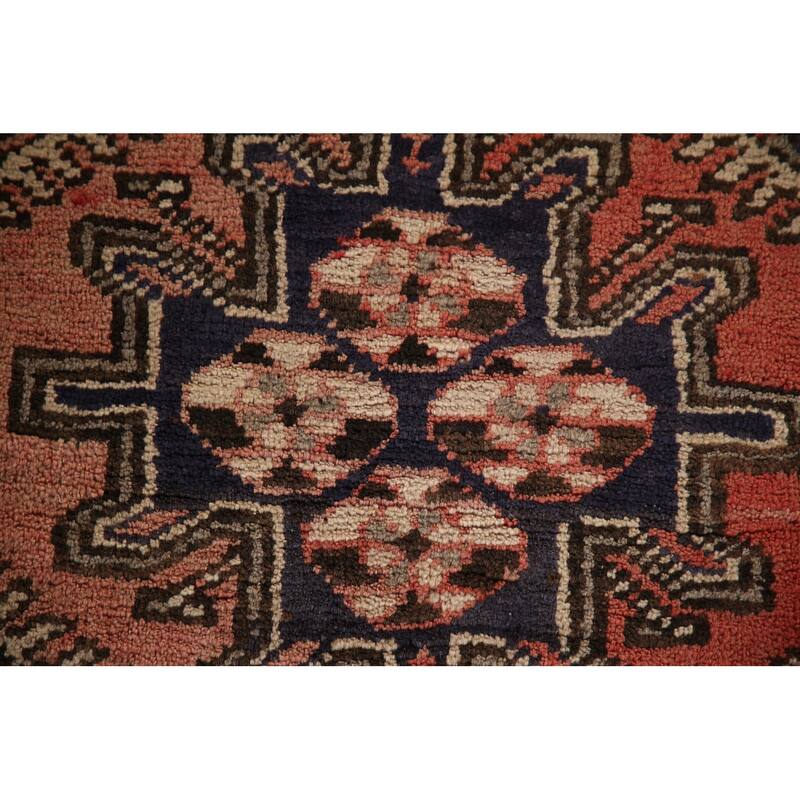 Geometric Bakhtiari Persian Vintage Runner Rug Handmade Wool Carpet - 3'1"x 9'1"