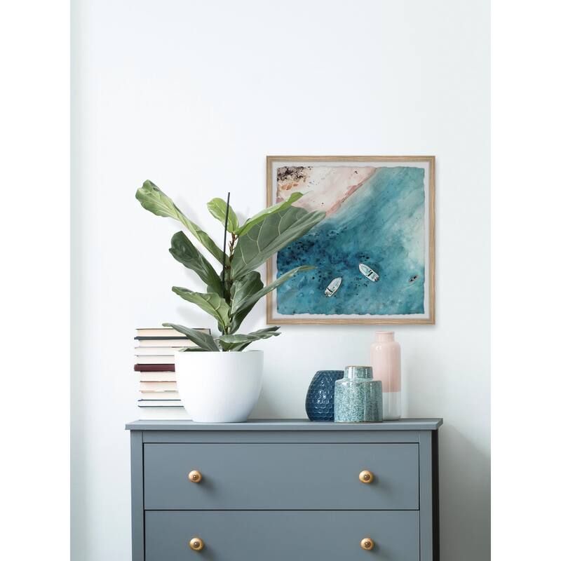 Ocean from the Top Framed Wall Art, Coastal Serenity - Tranquil Ocean-Inspired Wall Décor