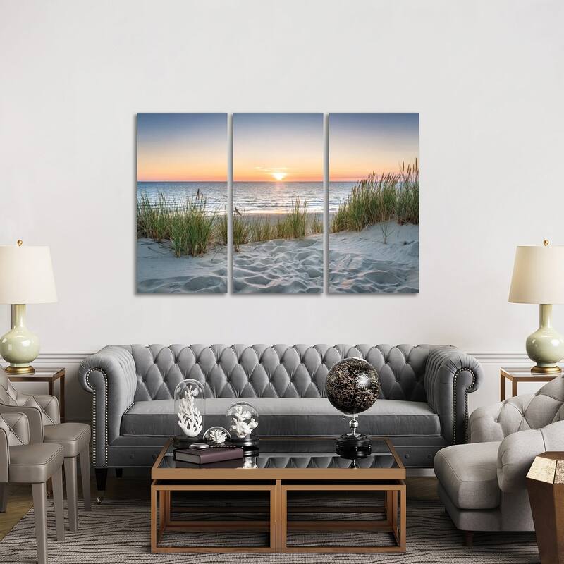 iCanvas "Beautiful Sunset At The Beach" by Jan Becke 3-Piece Canvas Wall Art Set - 40x60x1.5