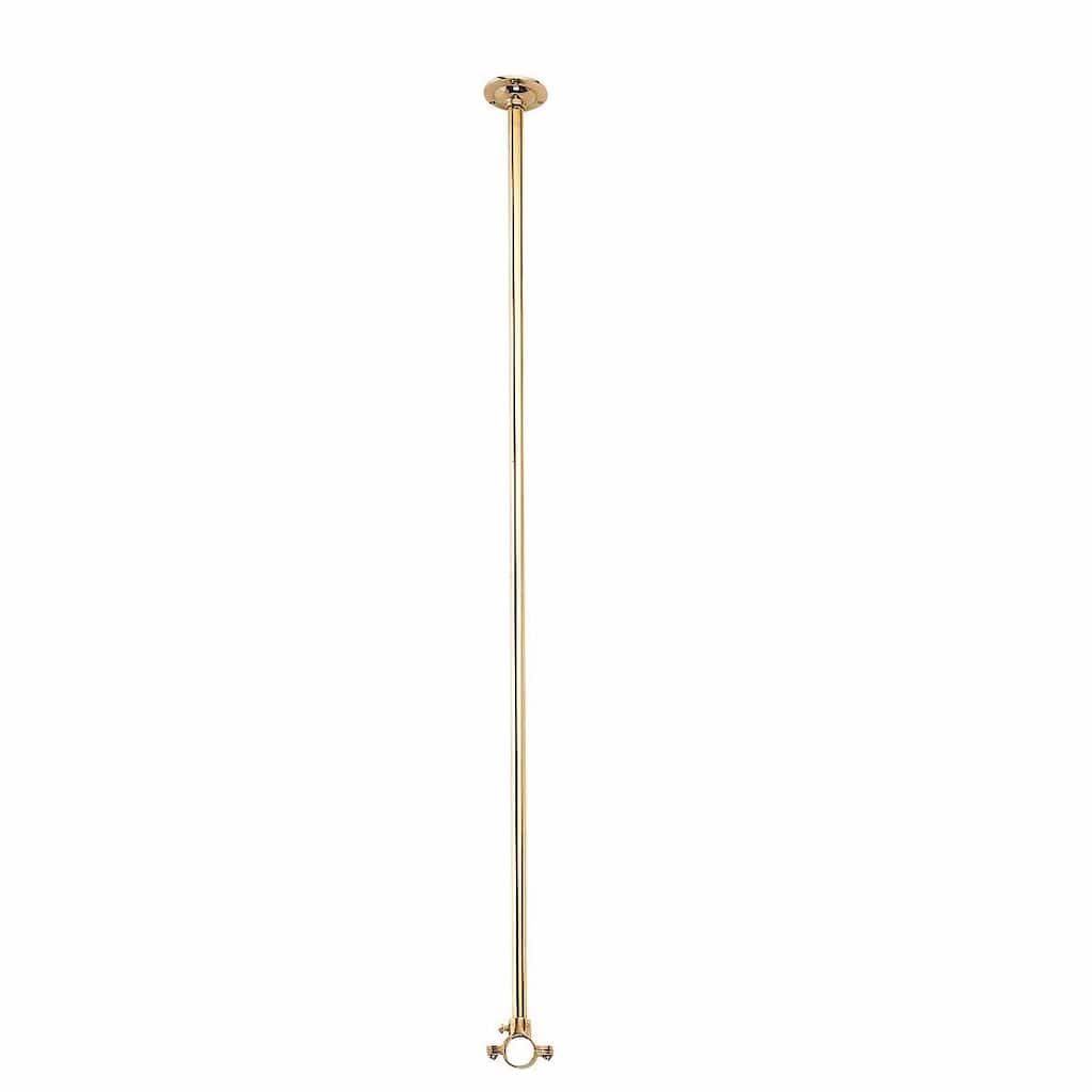 Solid Brass Ceiling Brace for Shower Surround 38" Length 1 1/8" Diameter Rod with Mounting Flange and Clamp