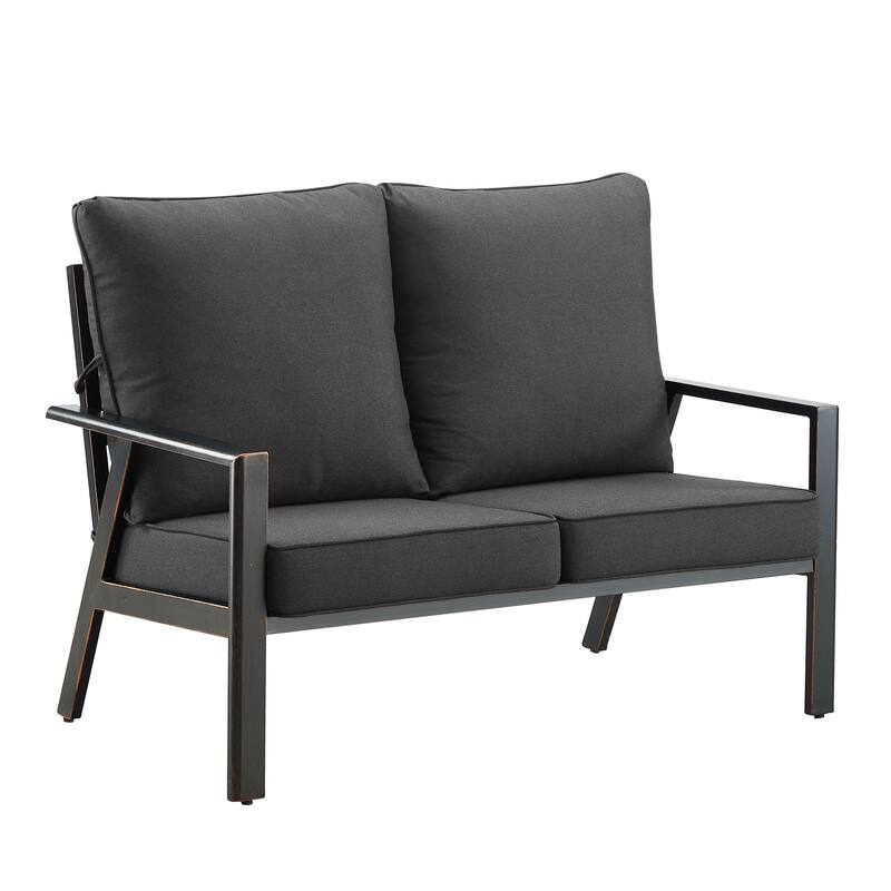 Black Aluminum Deep Seating Deep Seating Loveseat with Cushions