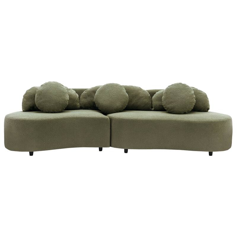 103.5" Lamb Velvet Armless Sectional Sofa with 6 Pillows