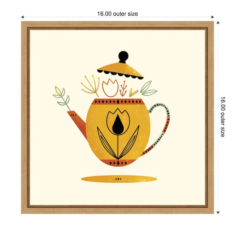 Kate and Laurel Sylvie Yellow Kettle Framed Canvas by Amber Leaders