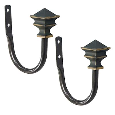 Kenney® Arts & Crafts Decorative Holdbacks for Curtains and Drapes, Set of 2, Oil Rubbed Bronze