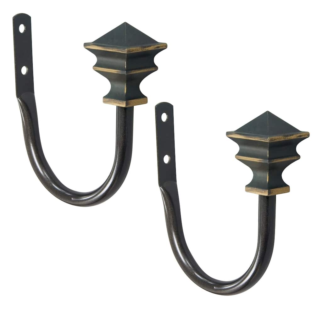 Kenney® Arts & Crafts Decorative Holdbacks for Curtains and Drapes, Set of 2, Oil Rubbed Bronze