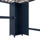 preview thumbnail 7 of 9, Dark Blue Full Pine Wood Loft Bed with Cabinet & Desk