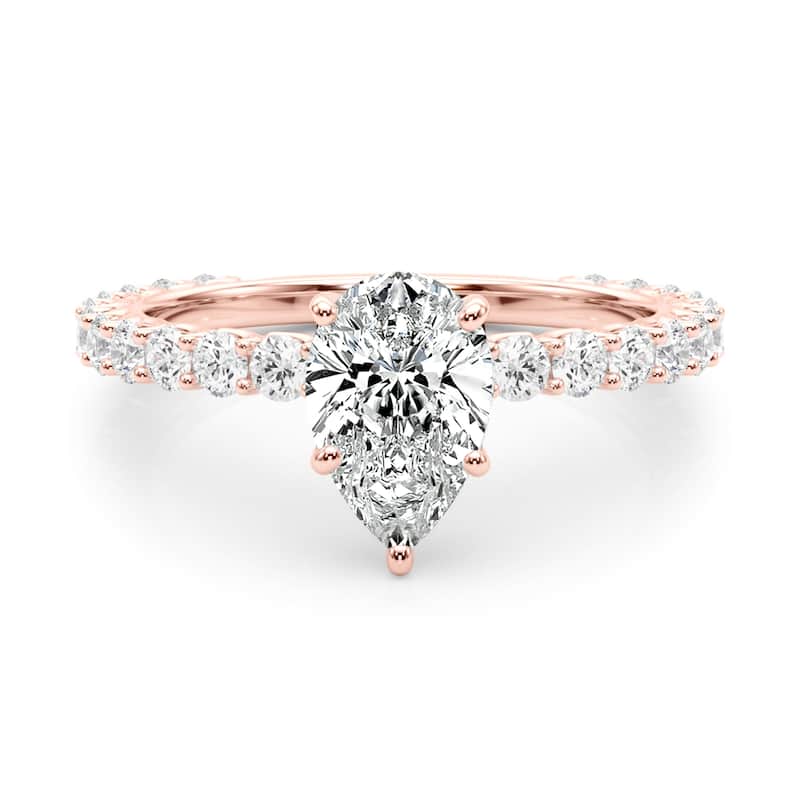 Auriya 14k Rose Gold Lab Grown Pear Diamond Engagement Ring 0.50 to 5.00 ct. tw. (F-G VS)