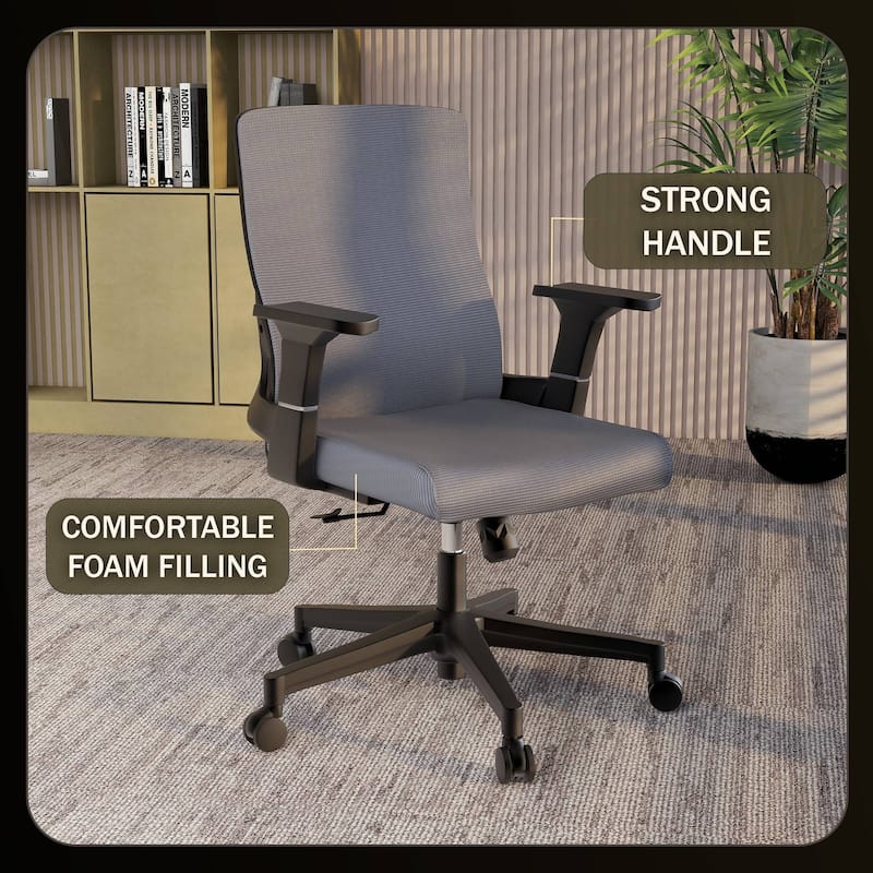 Brio Modern Ergonomic Office Desk Chair with Adjustable Height, Swivel, Breathable Fabric, Durable ABS Frame, Easy Assembly