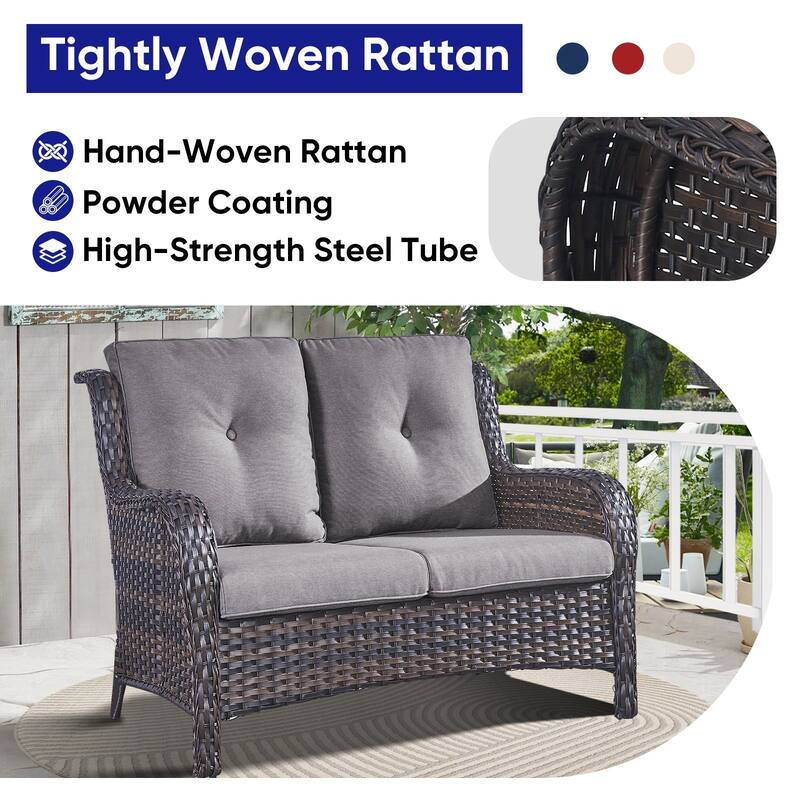 Gymojoy Stylish Patio Loveseat 2 Seat Sofa with Water-Resistant Olefin Cushions