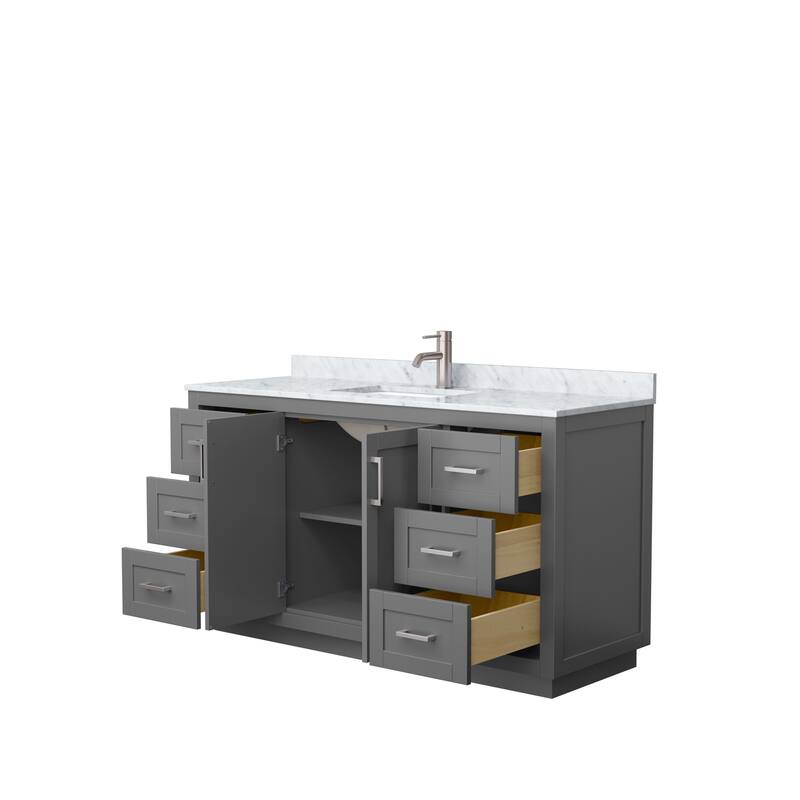 Miranda Single Vanity Set, White Carrara Marble Top, No Mirror