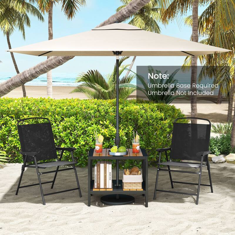 Gymax 2PCS Outdoor Side Table 2-Tier Coffee End Table w/ 1.57''