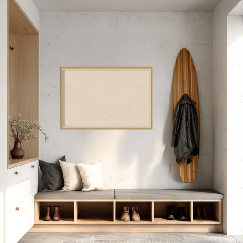 Amanti Art Framed Fabric Pinboard Natural Linen Printed Bulletin Board