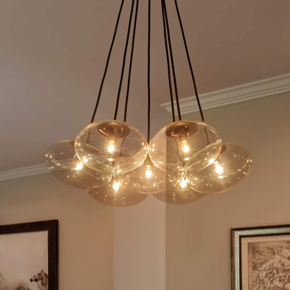 Minimalist 7-Light Glass Globe Bubble Cluster Pendant Chandelier