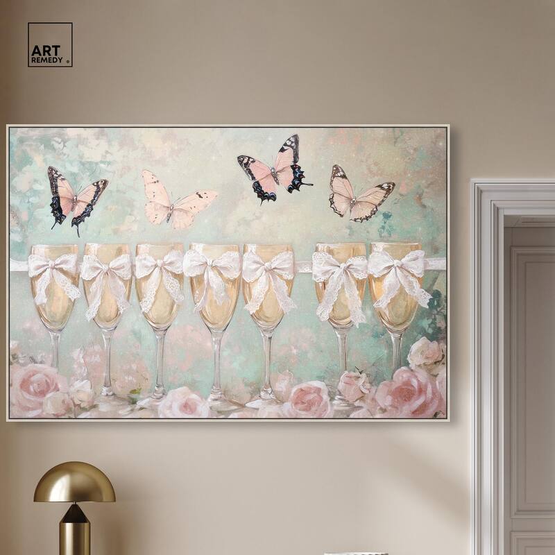 Champagne Mint and Pink Glass Canvas by Art Remedy