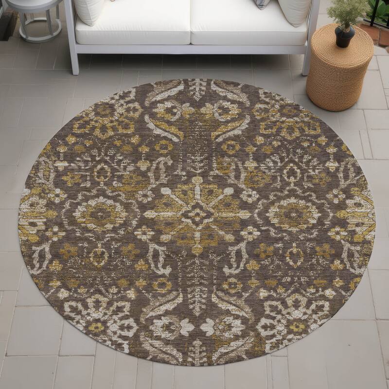 Machine Washable Indoor/ Outdoor Global Firestone Chantille Rug - Chocolate - 8' x 8'