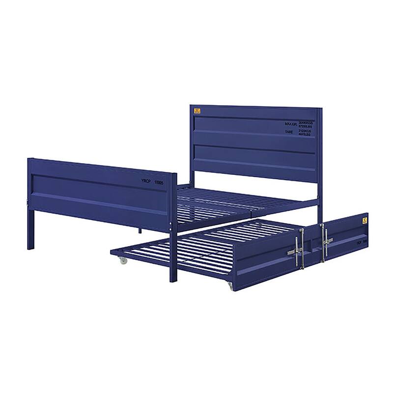 Modern Full Size Cargo Container-Themed Metal Platform Bed with Rectangular Headboard for Master Bedrooms, Guest Rooms