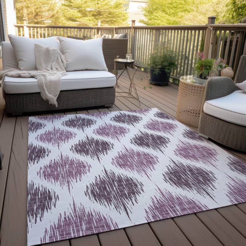Machine Washable Indoor/ Outdoor Chantille Geo Contemporary Rug - Purple - 10' x 14'
