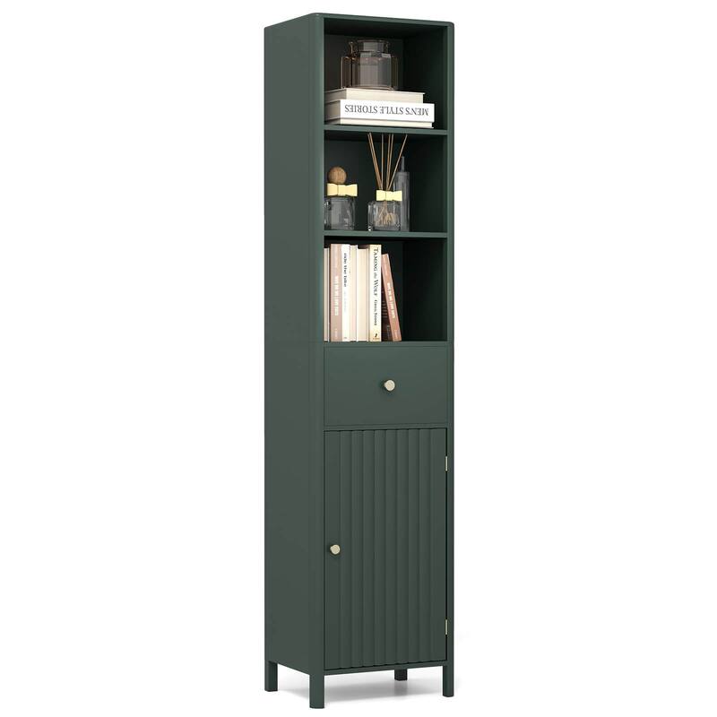 Costway 67” Tall Bathroom Cabinet with 3 Open Shelves, 1 Drawer, - See Details