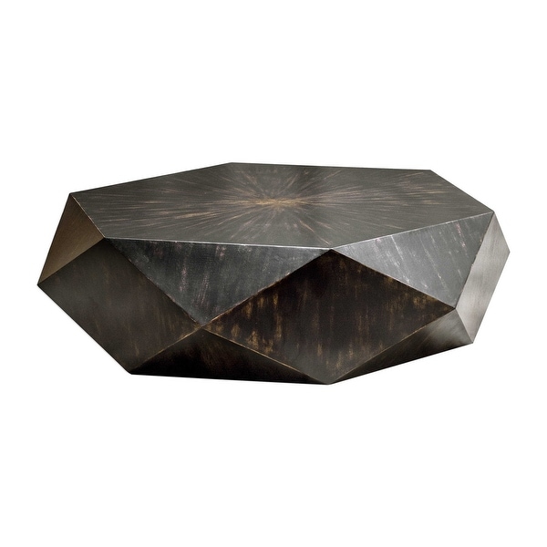 14" Worn Black Finish Coffee Table - N/A