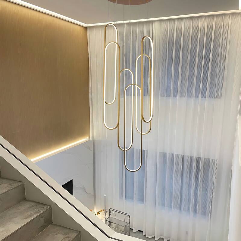6 Ring Modern Chandelier Large LED High Ceiling Chandeliers