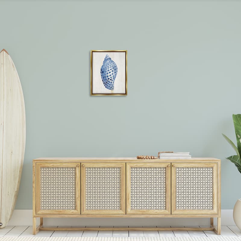 Stupell Spotted Blue Cowrie Shell Framed Floater Canvas Wall Art Design By Susan Arnot