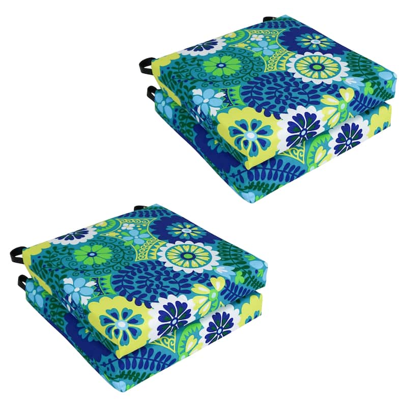 16-inch Indoor/Outdoor Chair Cushions (Set of 4) - 16 x 16 - Luxury Azure
