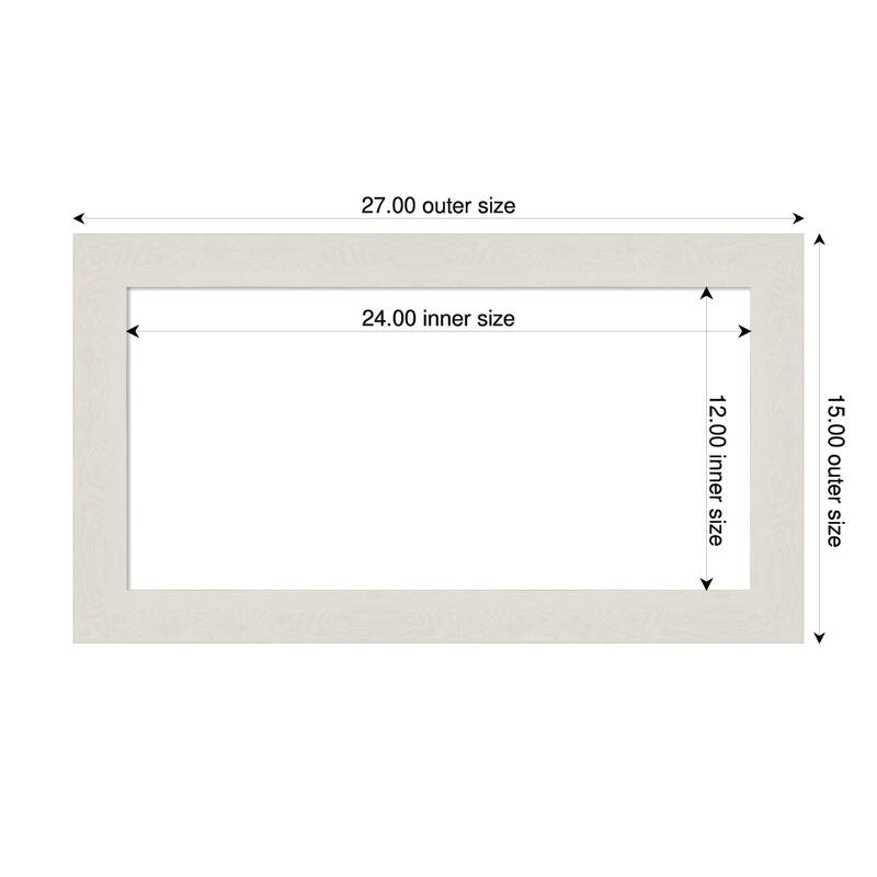 Amanti Art Rustic Plank Espresso Narrow Framed Dry Erase Magnetic Board - 27 x 15 in - Rustic Plank White Narrow