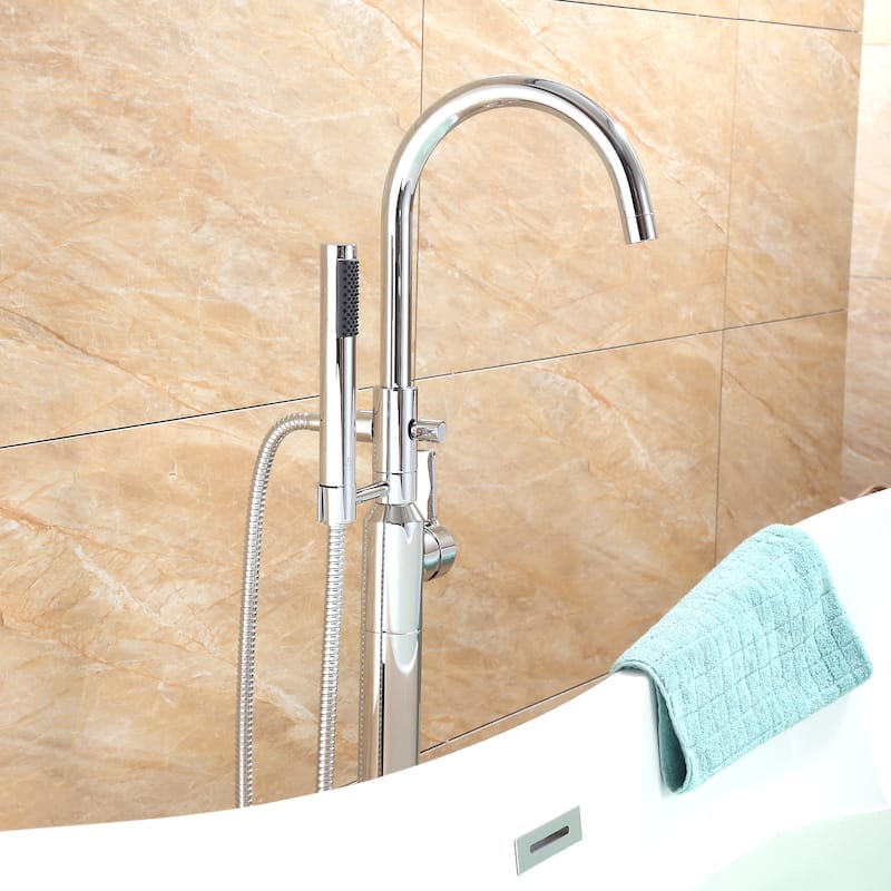 Luxier FTF01 Floor Mounted Freestanding Tub Filler Faucet - Chrome
