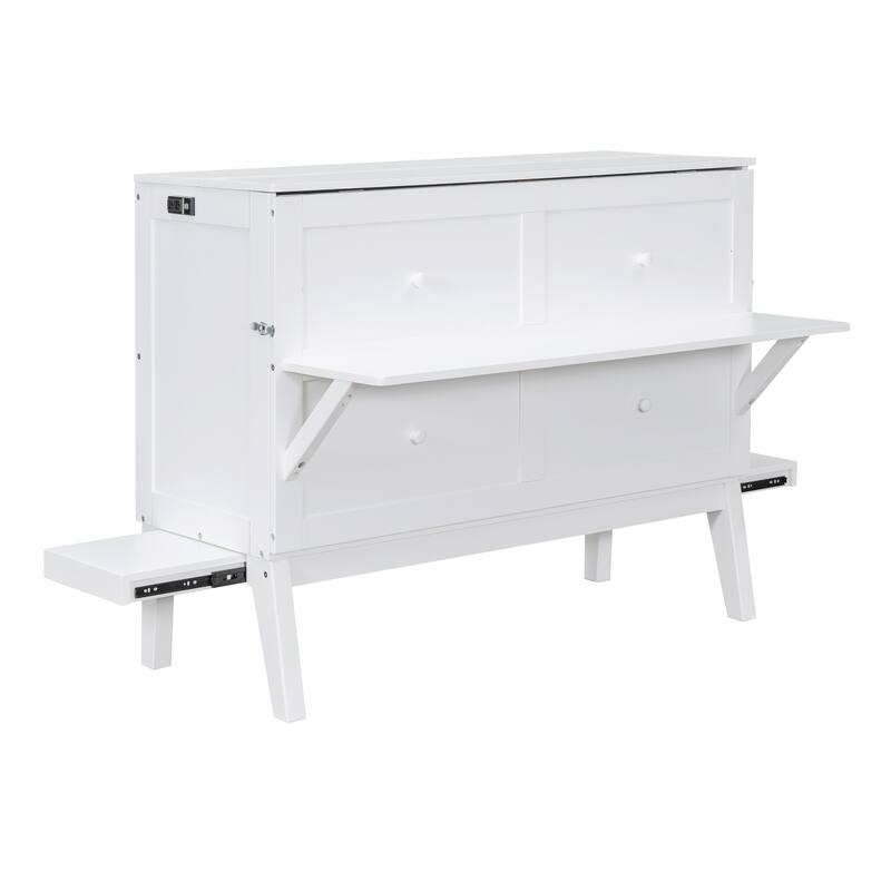 Murphy Bed Platform Bed with USB Port & Removable Shelves On Each Side