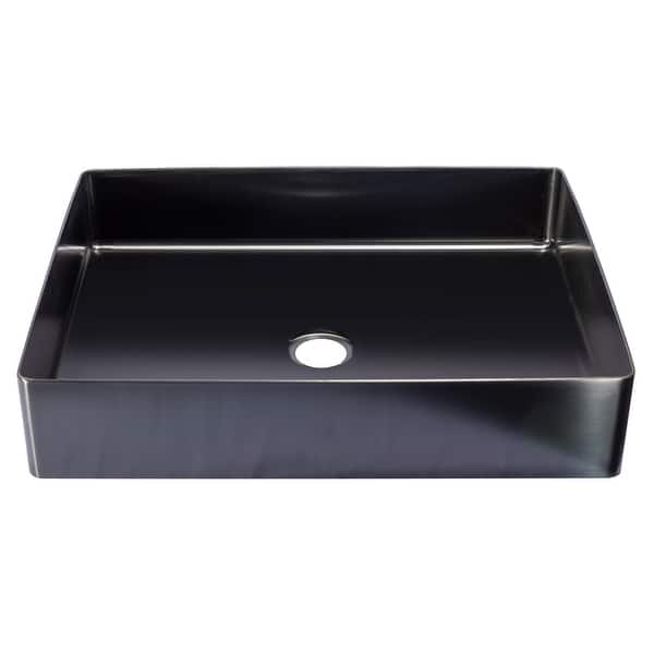 slide 2 of 10, Rectangular Stainless Steel Sink in Black with Drain