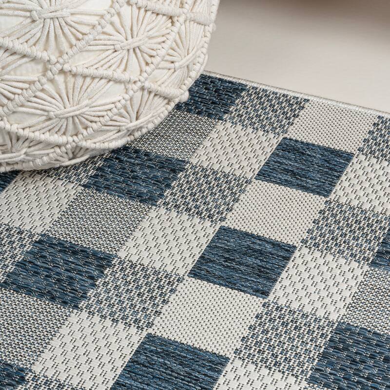 JONATHAN Y Biot Traditional Geometric Bold Gingham Black/Cream Indoor/Outdoor Area Rug