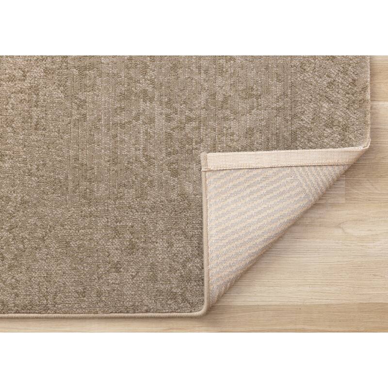 Green Taupe Striped Geometric Shapes Desne High-Traffic Rug