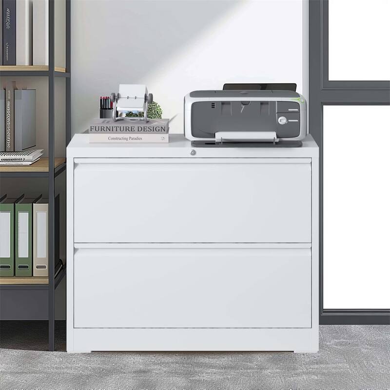 Lateral File Cabinet 2 Drawer - White