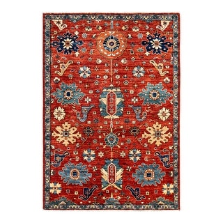 One of a Kind Hand Knotted Traditional Tribal Traditional Area Rug - 5' 10" X 4' 0"