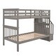 preview thumbnail 5 of 10, Minimalist Design Twin Over Twin Bunk Bed with Storage Stairway,Solid Wood Full-Length Guardrail