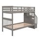 preview thumbnail 19 of 33, Twin Over Twin Bunk Bed with Storage Staircase and Full-Length Guardrail, Divided into 2 Platform Beds, Solid Pinewood Frame