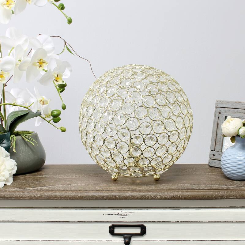 Metal Sphere Table Lamp - 10" Round Orb Light for Living Room, Bedroom Decor - Gold Finish