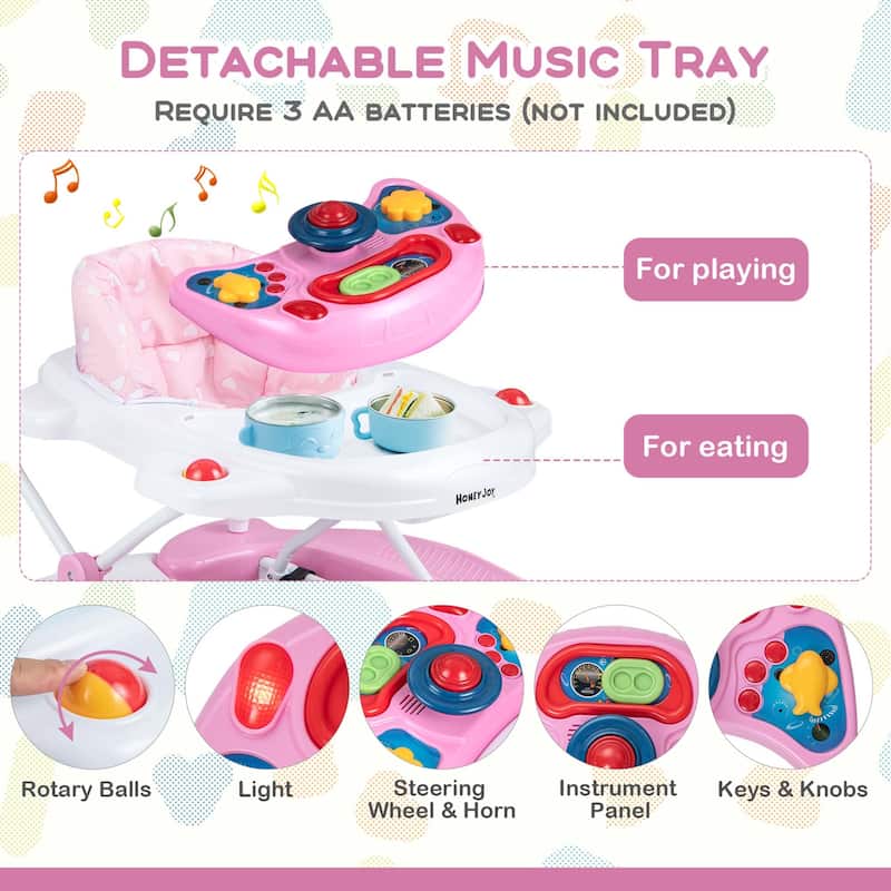 Honeyjoy 6 in 1 Baby Walker Adjustable Toddler Walker & Activity - See Details