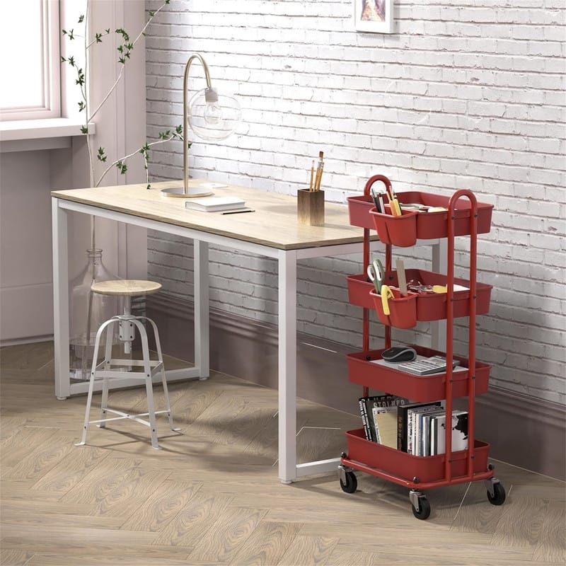 Heavy Duty 4-Tier Utility Rolling Cart - 12.25"D x 17"W x 37"H