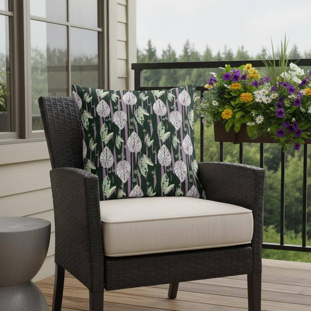 HomeRoots Set of Two 16" X 16" Purple and White Botanical Indoor Outdoor Throw Pillow - 16.00' X '16.00' X '5.00