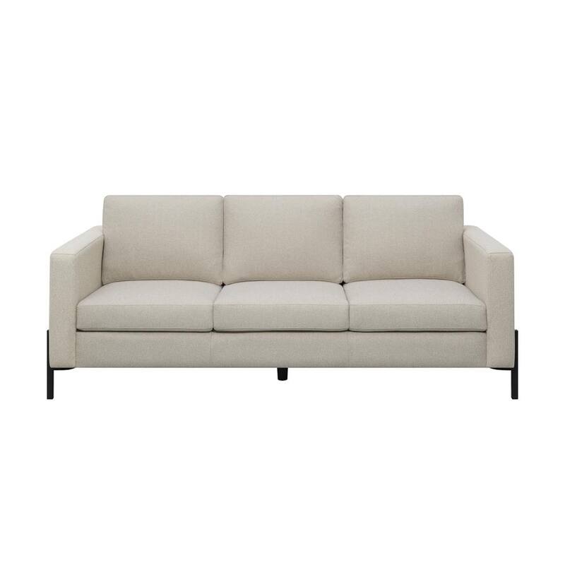 Upholstered Track Arms Sofa with Metal Legs - Oatmeal and Black