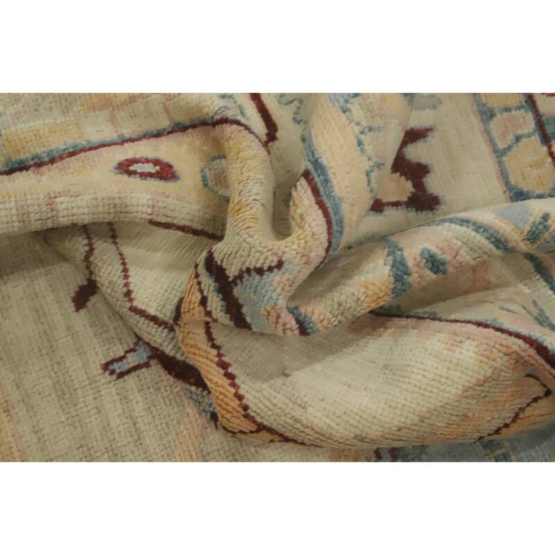 Vegetable Dye Wool Oushak Turkish Area Rug, Medallion Geometric Carpet - 11' 9'' X 9' 0''