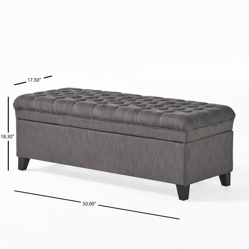 End of Bed Bench with Button Tufted, Upholstered Seat, Flap Storage Bench Leisure Stool with Safety Hinges