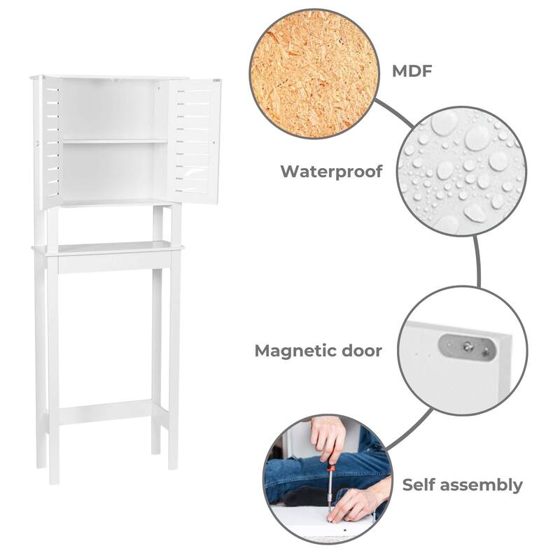 Santorin Over The Toilet Storage Cabinet with Double Vented Doors - 24.8"L x 9"W x 70.5"H