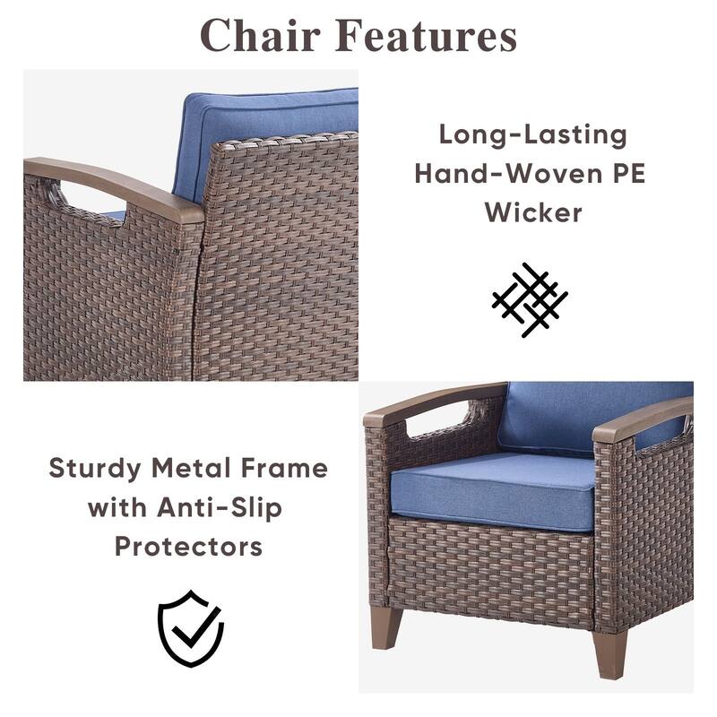 Pocassy Outdoor Patio Sofa Chair Ottoman Table Furniture Set