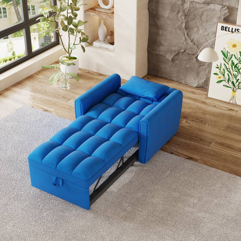 38.2-Inch Foldable Large-Size Sofa Bed,Sofa Bed With Adjustable Backrest,3 Positions And Pillows