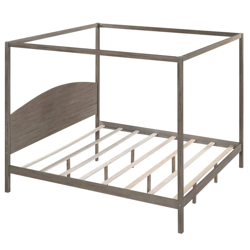 King Size Canopy Platform Bed With Support Legs
