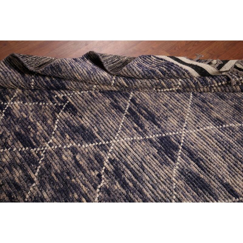 All-Over Trellis Moroccan Area Rug Hand-Knotted Wool Carpet - 4'10"x 9'1"