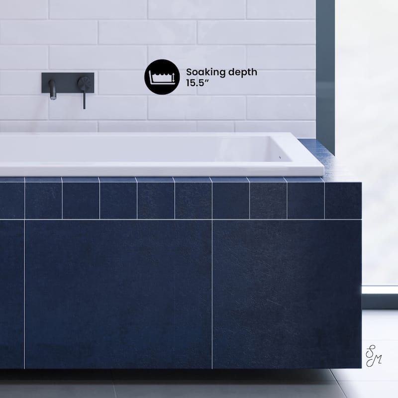 Voltaire 72 X 36 Reversible Drain Soaking Drop-In Bathtub In Glossy White With Integrated Overflow, Drain Included