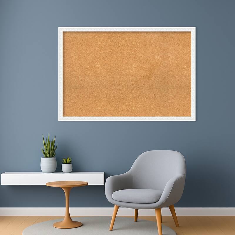 Bethany White Wood Framed Cork Board - Bulletin Board, Organization Board, Pin Board